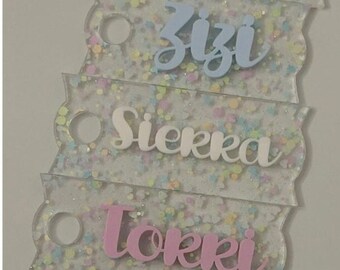 Topper de la Copa Stanley / Topper de la Copa Stanley personalizado / Topper de la Copa Stanley Glitter / Placa de nombre de Stanley / Topper del vaso /