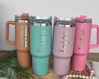 Personalized 40oz Tumbler with Handle tumbler with name engraved laser engraved tumbler 40 oz personalized tumbler custom cup