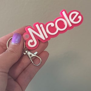 Personalized keychain | Custom Pink Doll Keychain | Personalized Pink Name Tag Keychain | Name Keychain | Doll Name Keychain