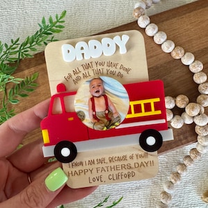 Vatertag Kühlschrankmagnet für Feuerwehrmann Kühlschrankmagnet personalisiertes Feuerwehrauto Foto Kühlschrankmagnet für Geschenk für Papa Geschenk für Feuerwehrmänner