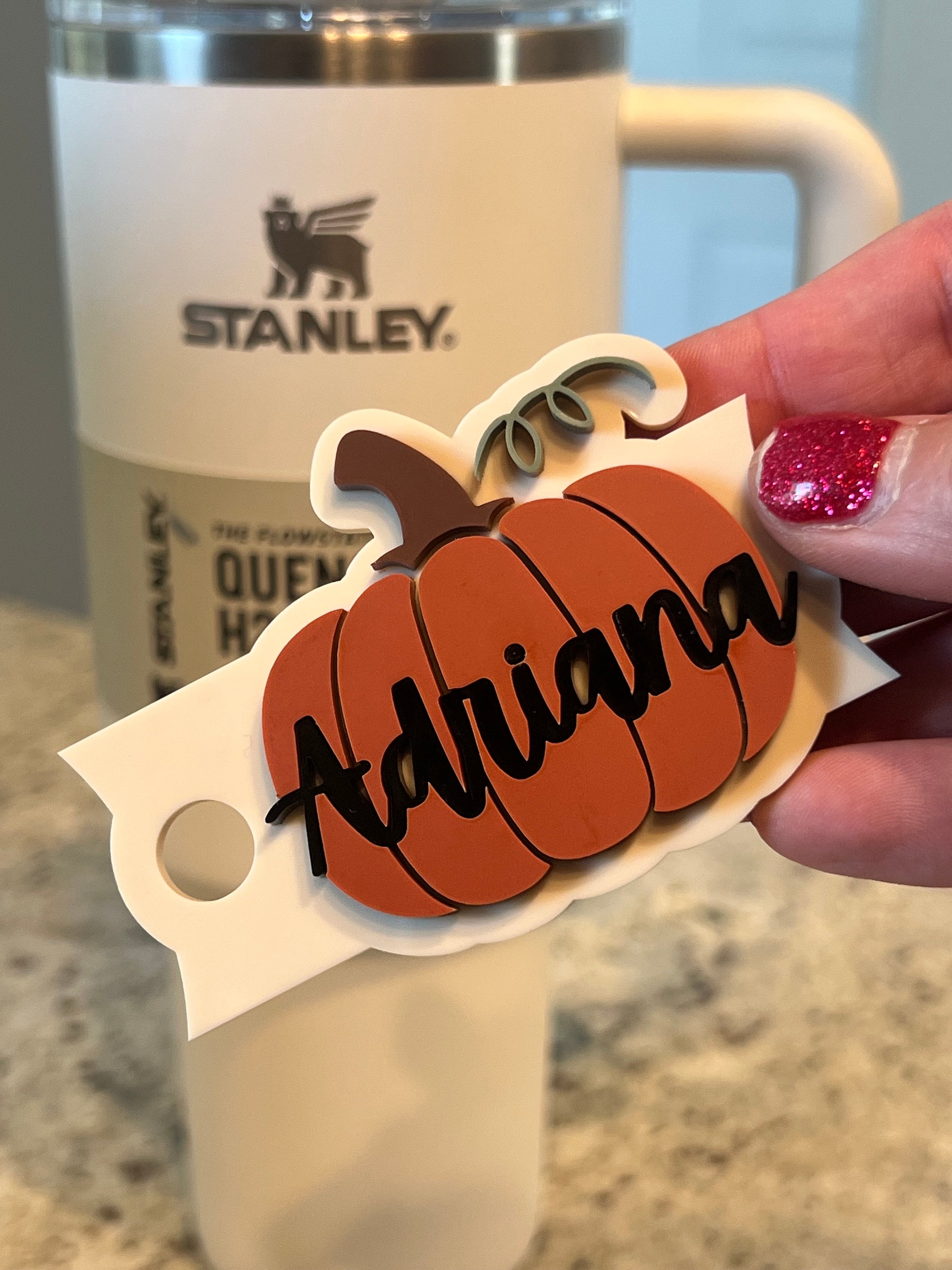 Pumpkin Stanley Topper Fall Stanley Cup Decor Stanley Name Plate 30oz 40oz  20oz Cute Pumpkin Decor Coffee Cup Name Plate Mom 