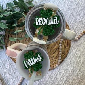 St. Patrick&#39;s Day Stanley Cup Topper | Shamrock Stanley Cup Topper | Clover Stanley Cup Topper | Stanley Name Plate | Tumbler Topper |