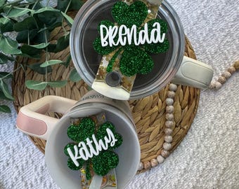 Topper de la Copa Stanley del Día de San Patricio / Topper de la Copa Stanley del Trébol / Topper de la Copa Stanley del trébol / Placa de nombre de Stanley / Topper del vaso /