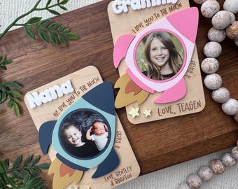 Space Ship photo fridge magnet personalized fridge magnet with photo for mom gift picture magnet photo frame magnet gift personalized photo