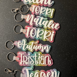 personalized keychain, acrylic keychain,  bag tag, diaper bag tag, back pack tag, kids tag, personalized name keychain, keychain