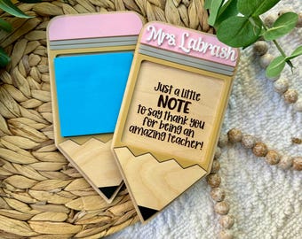 Personalized Sticky Note Holder, Personalized Sticky Note Holder, Personalized Pencil, Teacher Appreciation, Teacher Gift, End Of Year Gift