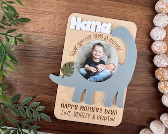 Dinosaur photo fridge magnet personalized fridge magnet with photo for mom gift picture magnet photo frame magnet gift personalized photo