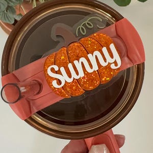Pumpkin Cup topper for stanley cup topper name plate for stanley cup tumbler topper glitter pumpkin cup topper for stanley pumpkin