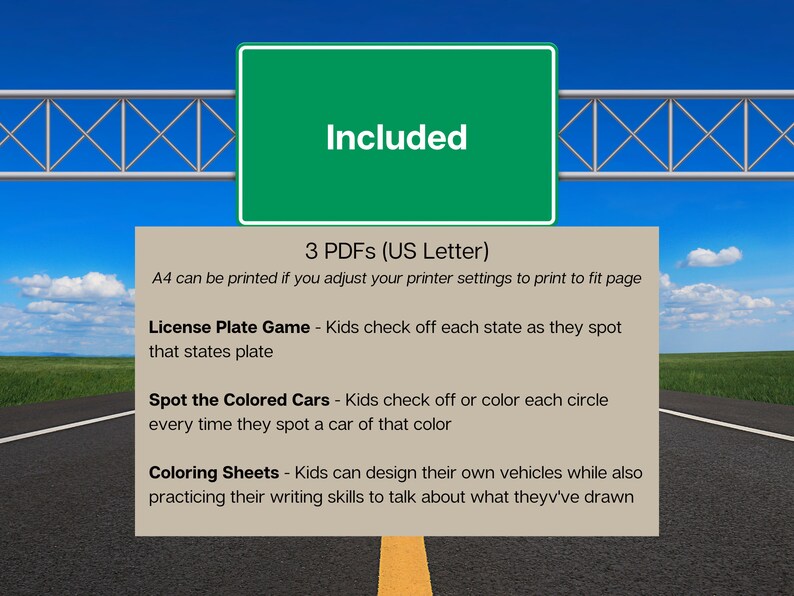 Kids Road Trip Printable Activities Sheets -- Digital Download Coloring ...