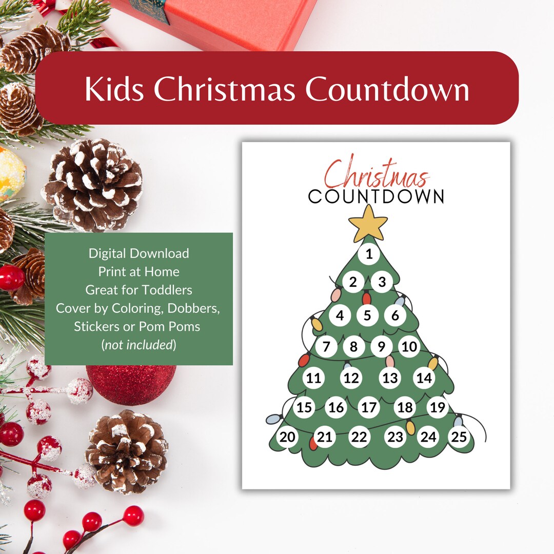 Kids Christmas Countdown Printable Toddler Christmas Etsy