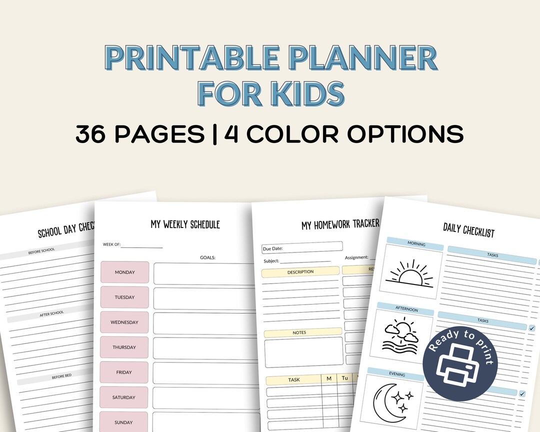Printable Kids Planner | Homeschool Organizer, Homework Tracker ...