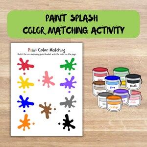 Farblich passend | Farbe Dose Farbspritzer | Kleinkind Farbabstimmung Aktivität | Digitaler Download | Vorschulspaß | Lernaktivität für Kinder