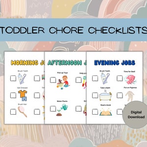 Toddler Chore Checklist - Toddler Jobs - Printable - Digital Download - Large Print Age Appropriate Chore list for young kids