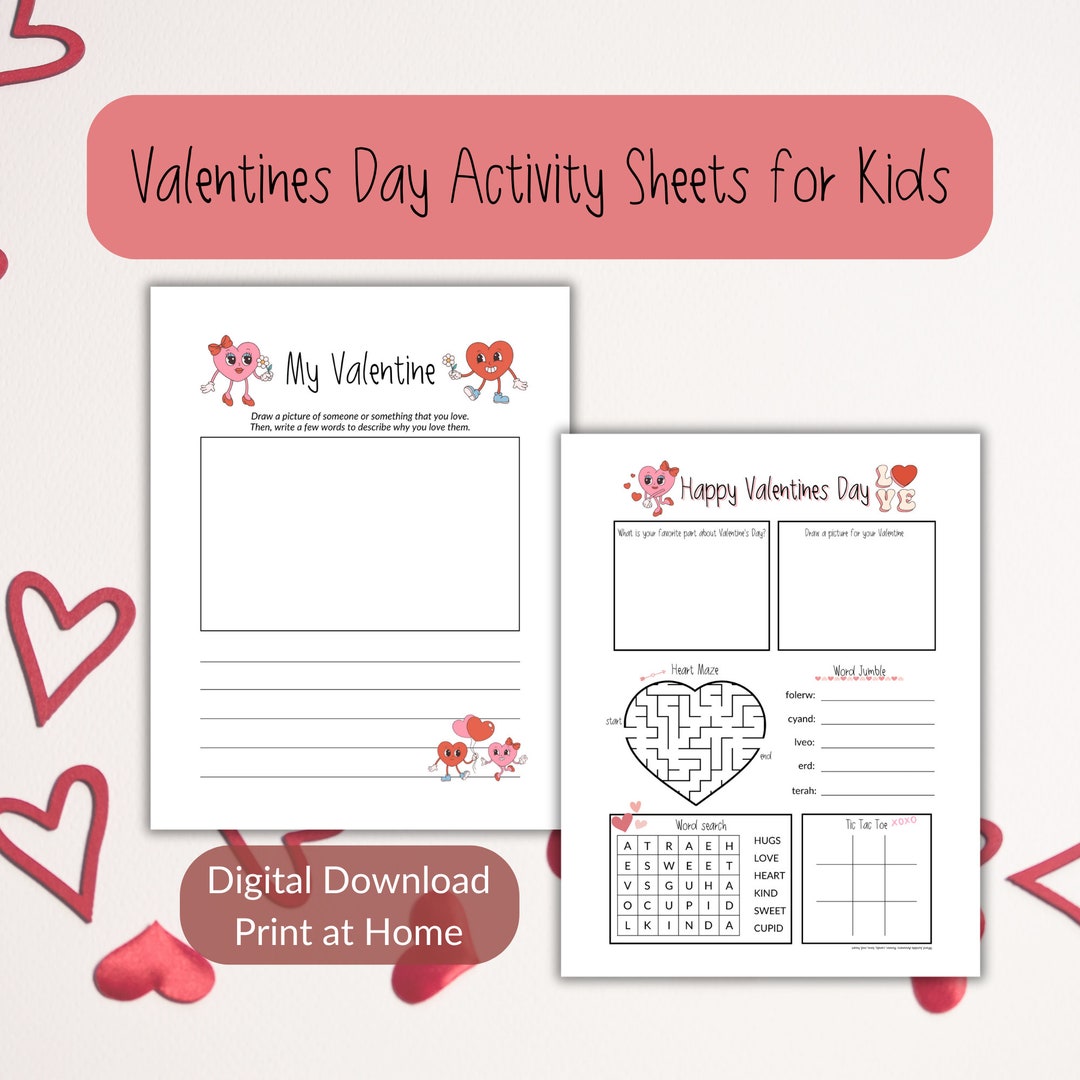Printable Valentine's Day Sheets for Kids Kids Printable Valentine's Day Activity Happy
