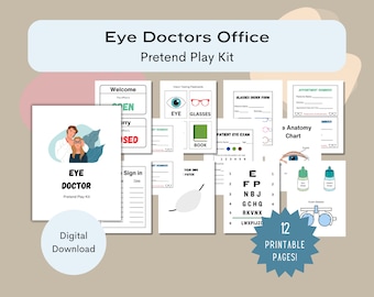 Printable Pretend Eye Doctors Office Kit for Kids - Imaginative Play - Toddler Play -- Digital Download Play Activity - Kids Eye Clinic