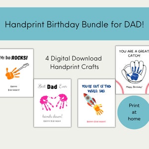Handprint Craft Birthday Bundle for Dad | Dad birthday craft from kids | 4 digital handprint activities | Dads birthday | Dad Birthday Gift