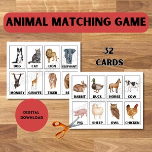 Animal Adventure Memory Matching Game -- Matching Game for Toddlers and Kids -- Digital Download--Summer Activity--Educational Game for Kids