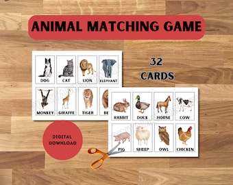 Animal Adventure Memory Matching Game -- Matching Game for Toddlers and Kids -- Digital Download--Summer Activity--Educational Game for Kids