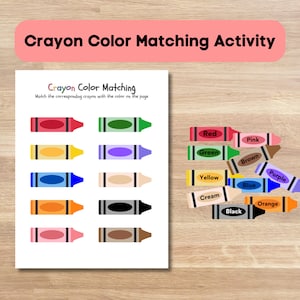 Color Matching Crayon Boxes. Color Sorting Activity