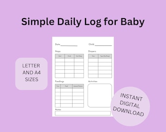 Eenvoudig dagelijks logboek voor baby - Basis dagelijks logboek voor baby - Tracker - Minimalistisch - Digitale download - Baby Tracker voor zorgverleners
