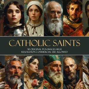 Saints catholiques Clipart 50 PNG Collection de cliparts : illustrations divines pour l'artisanat et la conception catholiques, usage commercial