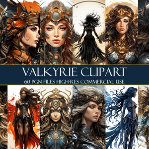 Mega pack di valchirie PNG clipart, guerrieri vichinghi, uso commerciale consentito, disegni della mitologia norrena per artigianato ad alta risoluzione
