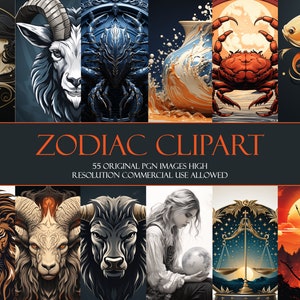 Celestial Zodiac Clipart Set - mystieke sterrenbeeld-afbeeldingen voor digitale creaties Commercieel gebruik T-shirt afbeelding hoge resolutie png