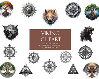 22 Viking Celtic Clip-art PNG bundle Viking Symbols Instant Download Commercial Use