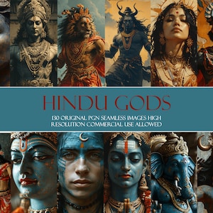 Hindu Gods Clipart Bundle: Sacred PNG Digital Art (Commercial Use)