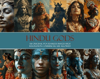 Hindu Gods Clipart Bundle: Sacred PNG Digital Art (Commercial Use)