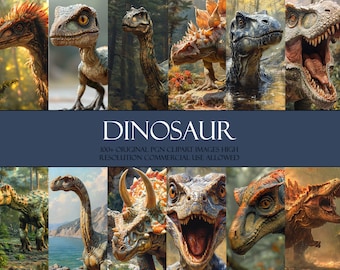 100+ Dinosaur Digital Clipart Set for Jurassic Art - Instant Download, T-Rex, Stegosaurus, Triceratops, and More! Commercial Use Allowed