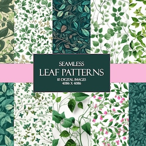 Leaf Vines Seamless Pattern: Digital Scrapbook Paper (PNG)