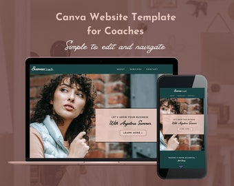 Coach Canva Website Template, Coaching Canva Template, Sell Your Services, One Page, Modern Site