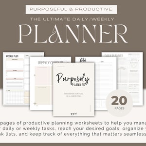 Printable planner, Personal planner bundle, daily weekly monthly planner, Goal, Health, Productivity, and year calendar.