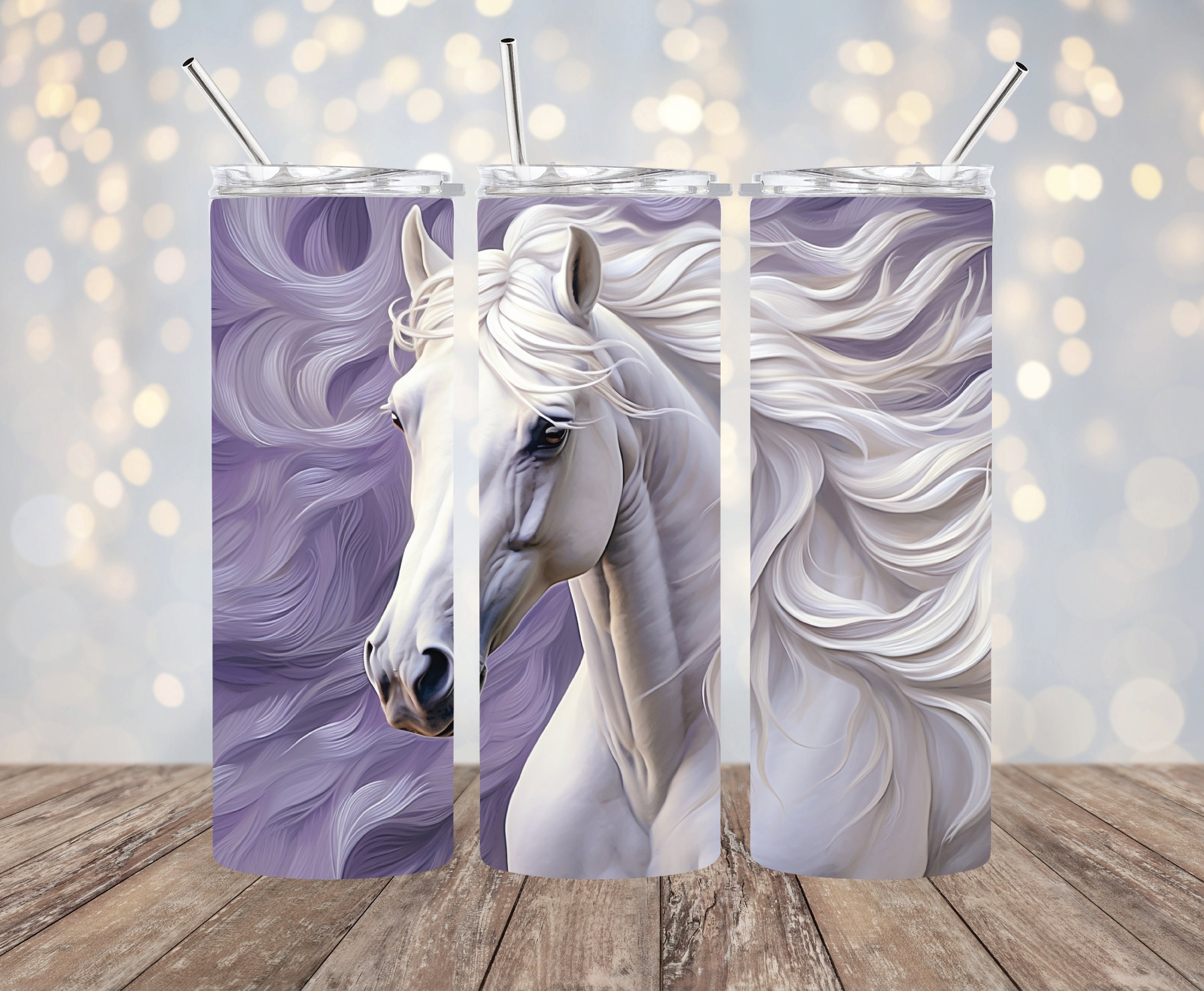 3D White Horse 20oz Skinny Tumbler Wrap White Horse Tumbler - Etsy