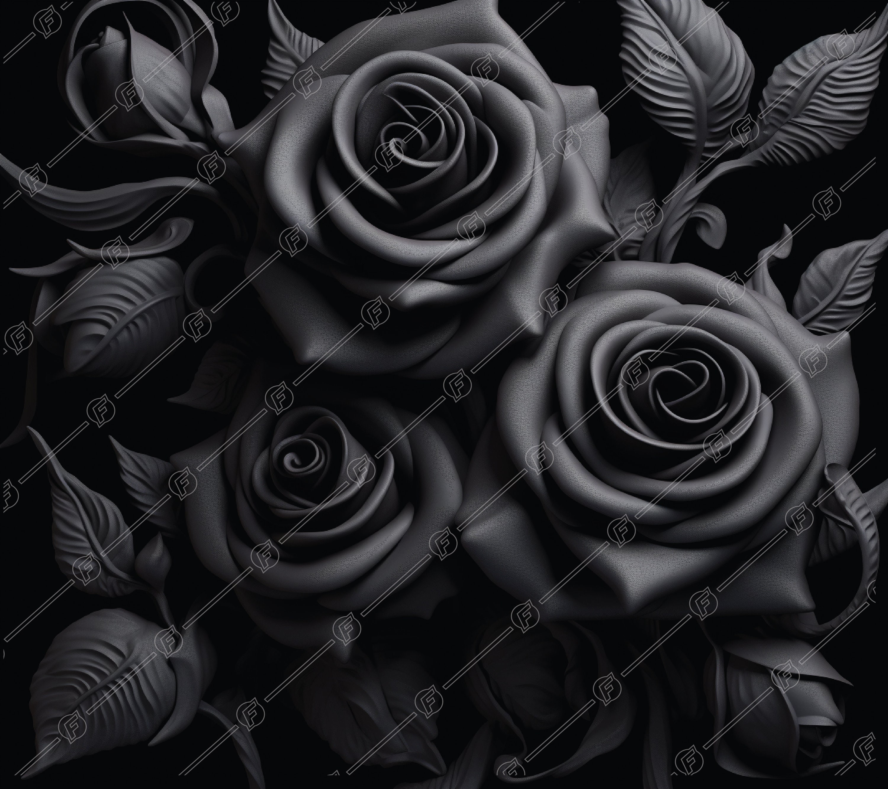 3D Black Roses 20 Oz Skinny Tumbler Sublimation Design, Straight ...