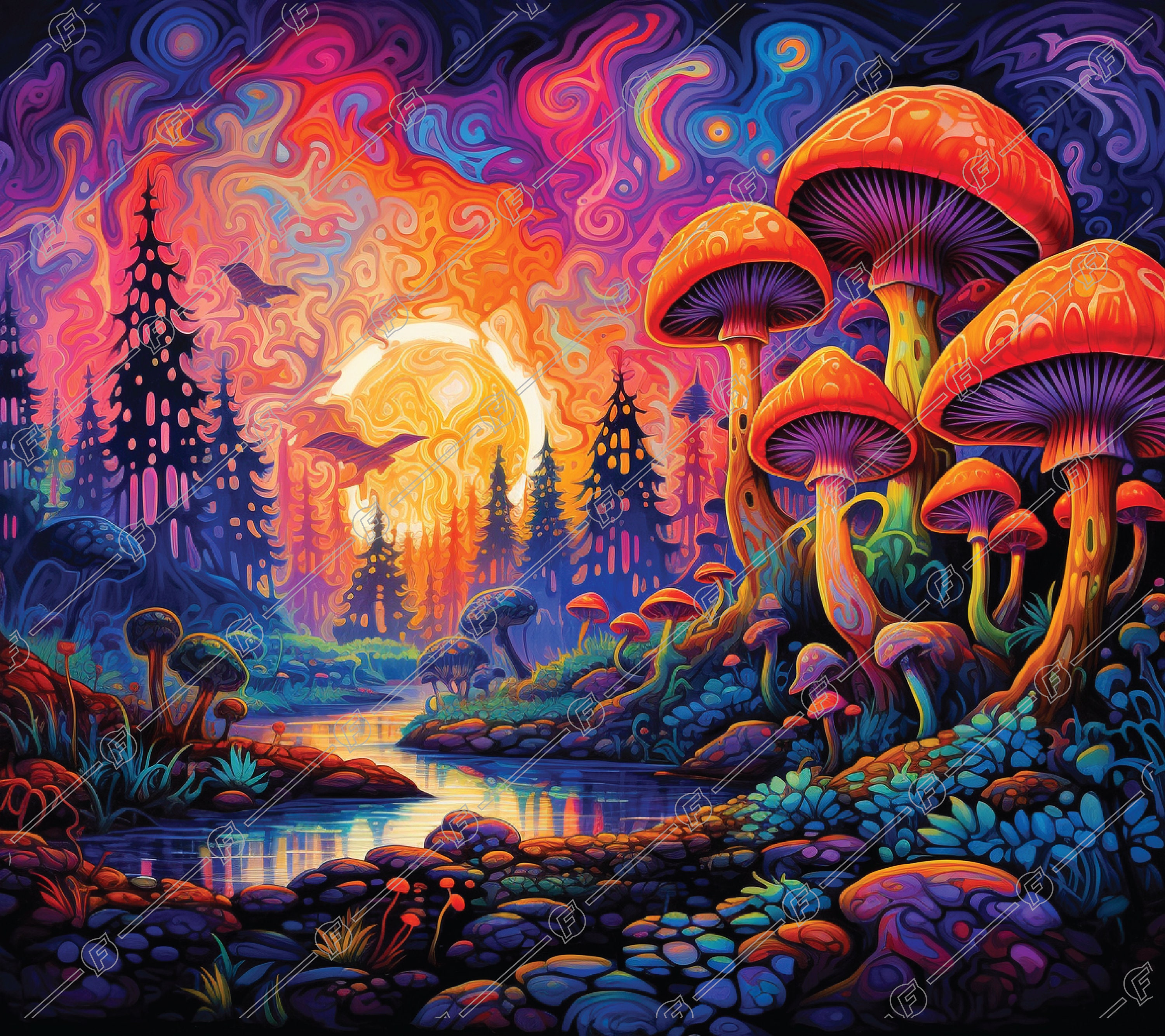 Psychedelic Mushrooms 20 Oz Skinny Tumbler Sublimation Design, Straight