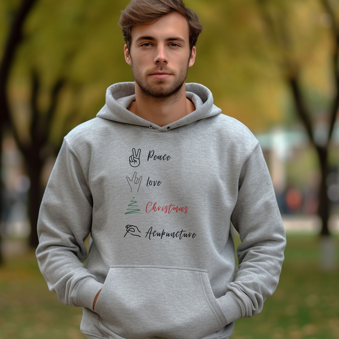 Peace Love Christmas, maglione natalizio, felpa per agopuntura