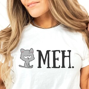 Uninspired Feline Tee, Humorous Kitten Saying Clothes, Funny Meh Cat T-shirt, Cute Cat Lover Shirt, Meh shirt Women, Sarcastic Cat Mom Gift
