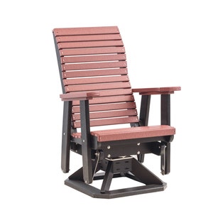 Anchor Bay Amish in Handarbeit hergestellter Poly Outdoor Swivel Glider, High-Back: Chery & Black