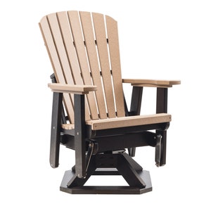 Grand Lake Amish Crafted Poly Outdoor Adirondack Swivel Glider: Weatherwood on Black
