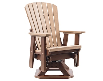 Grand Lake Amish Poly Outdoor Adirondack Swivel Glider: Weatherwood auf Tudor Brown