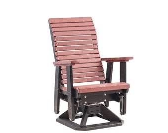 Anchor Bay Amish Crafted Poly Outdoor Swivel Glider, High-Back: Chery & Black