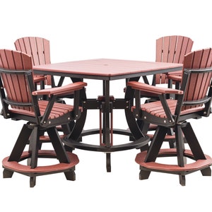 Grand Lake Amish Crafted 4 Person Poly Adirondack Counter Height Table Set: Cherry on Black