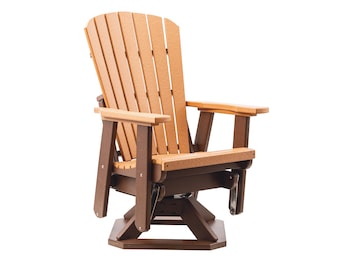 Grand Lake Amish Poly Outdoor Adirondack Swivel Glider: Cedar & Tudor Brown