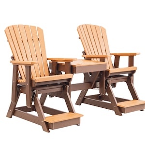 Grand Lake Amish Crafted Poly Outdoor Adirondack Double Balcony Glider: Cedar on Tudor Brown