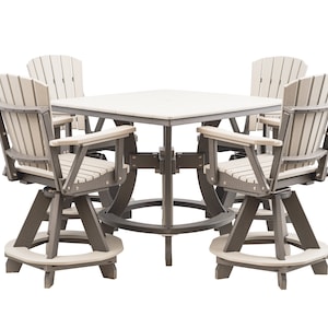 Grand Lake Amish Crafted 4 Person Poly Adirondack Counter Height Table Set: Light Gray on Dark Gray