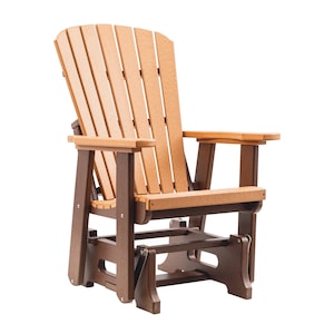 Grand Lake Amish Crafted Poly Outdoor Adirondack Glider: Cedar on Tudor Brown