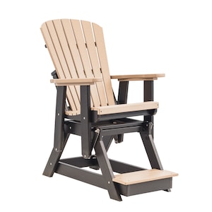 Grand Lake Amish Crafted Poly Outdoor Adirondack Balcony Glider: Weatherwood on Black