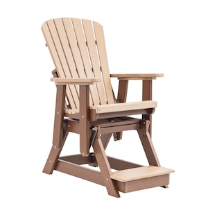 Grand Lake Amish Crafted Poly Outdoor Adirondack Balcony Glider: Weatherwood on Tudor Brown